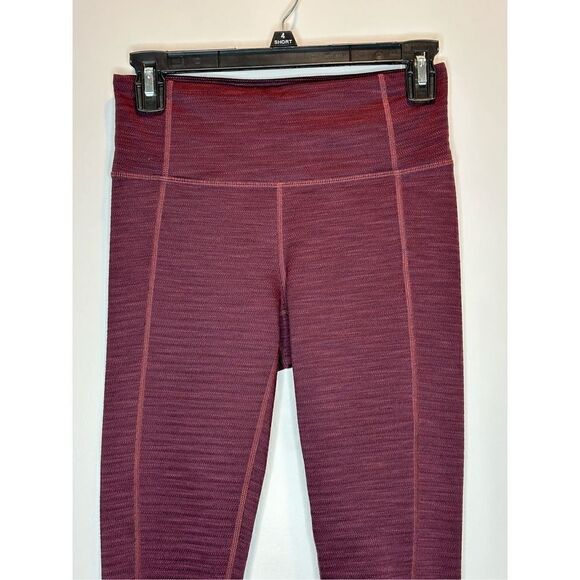 Athleta High Rise Mantra Burgundy Mesh Bottom Leggings Size XS - Picture 4 of 9